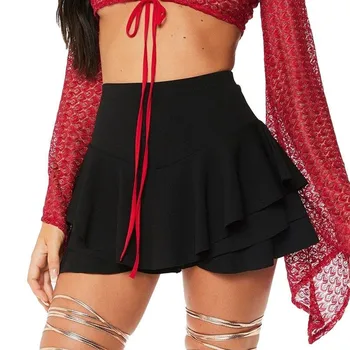 

Summer Women Layered Ruffled Frill Skorts High Waisted Party Mini Skirt Shorts Ladies Irregular Brief Clothing 1.14