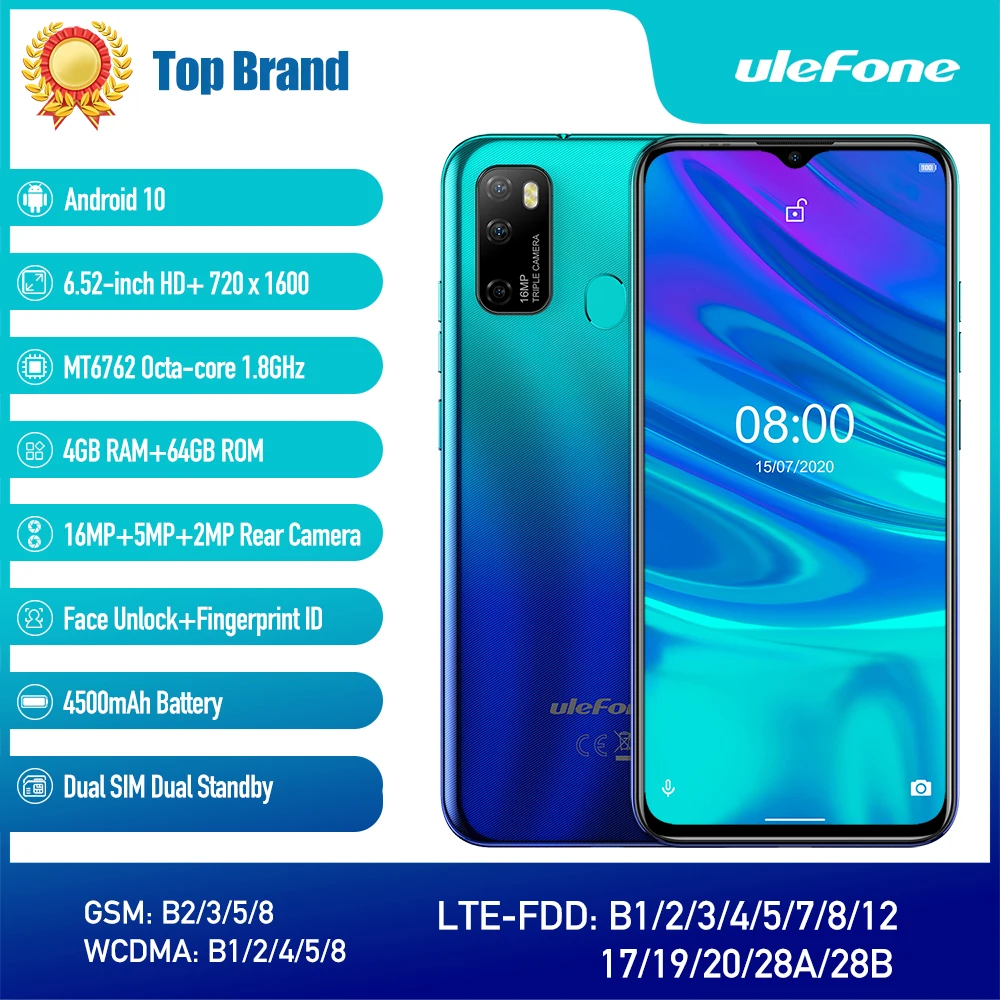 Ulefone Note 9P смартфон на Android 10 4 Гб + 64 ГБ экран 6 52 дюйма мобильный телефон