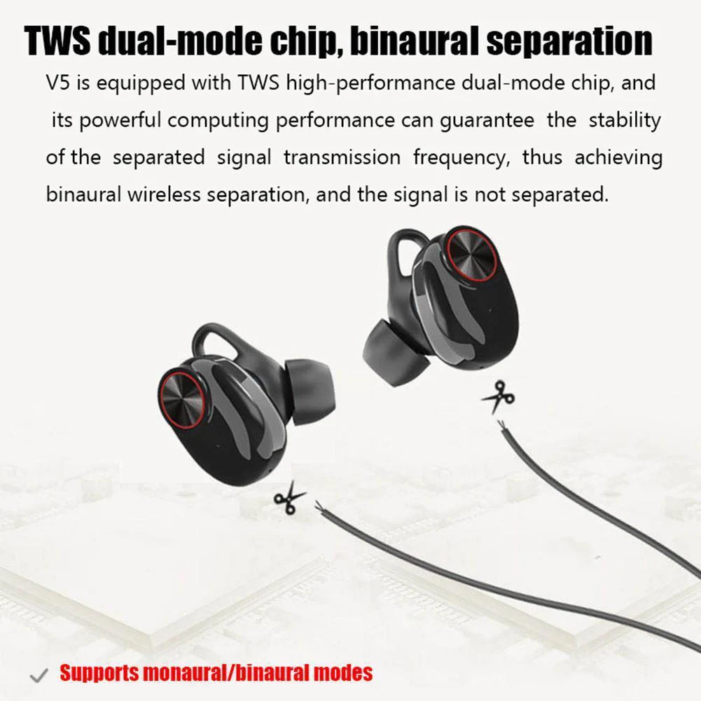 V5 TWS Bluetooth наушники водонепроницаемые настоящие Беспроводные наушники с зарядным чехлом