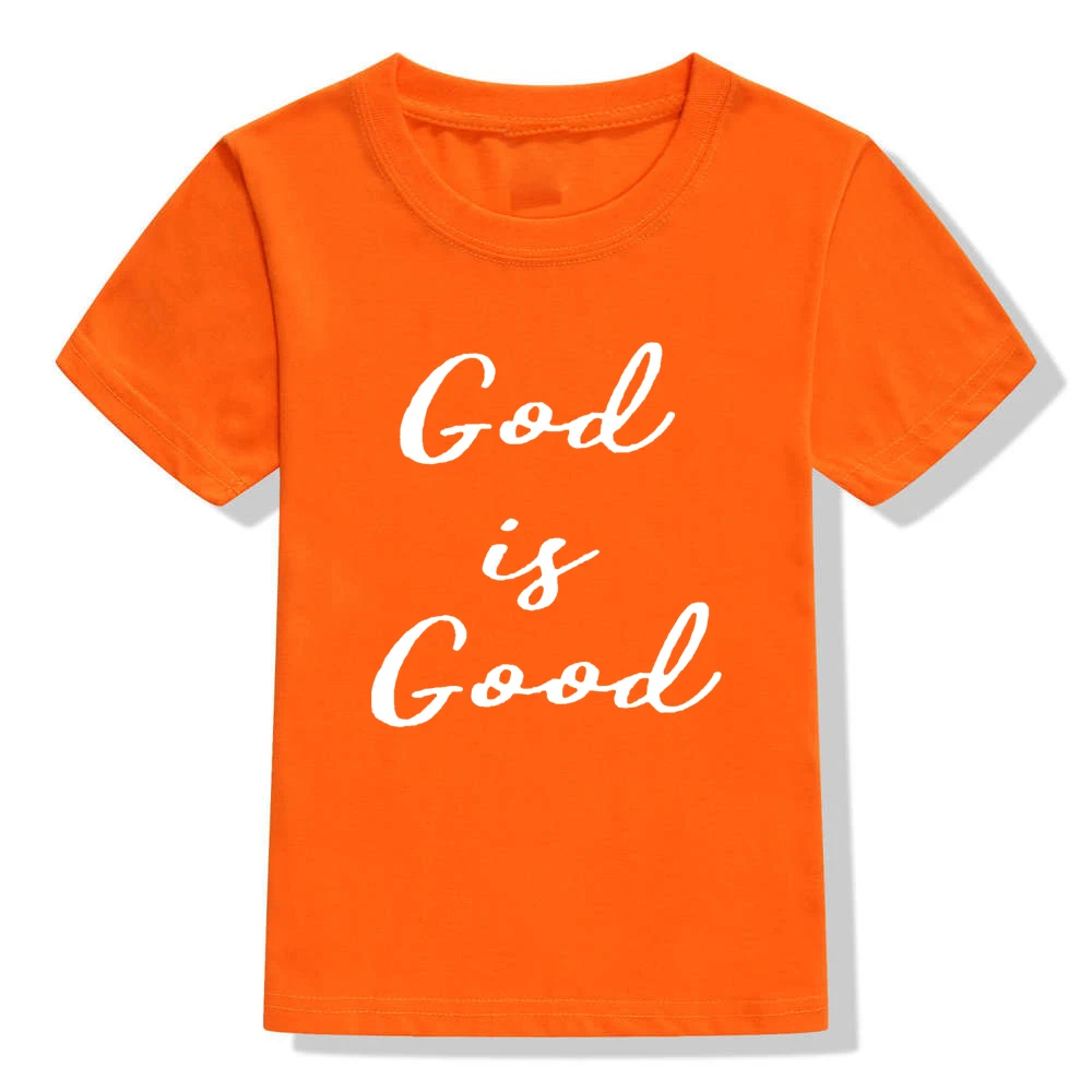 Детская рубашка с надписью «God Is Good» Детская рубашка в христианском стиле футболки с верой для мальчиков и девочек Детские Христианские Футболки унисекс - Цвет: 53J4-KSTOG-