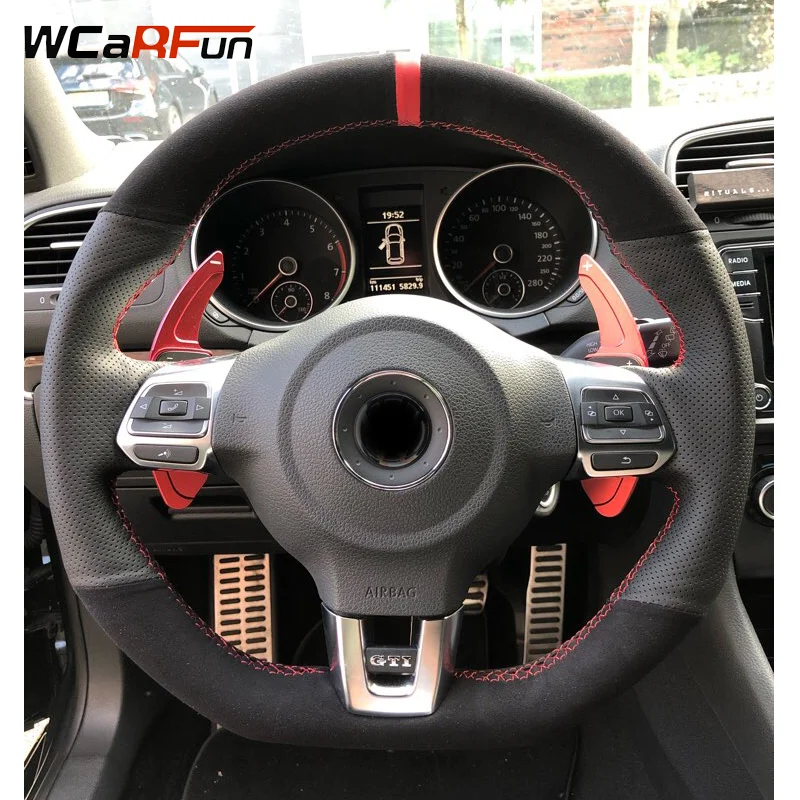 Модель WCaRFun на заказ искусственная мягкая черная замша для Volkswagen Golf 6 GTI MK6 VW Polo