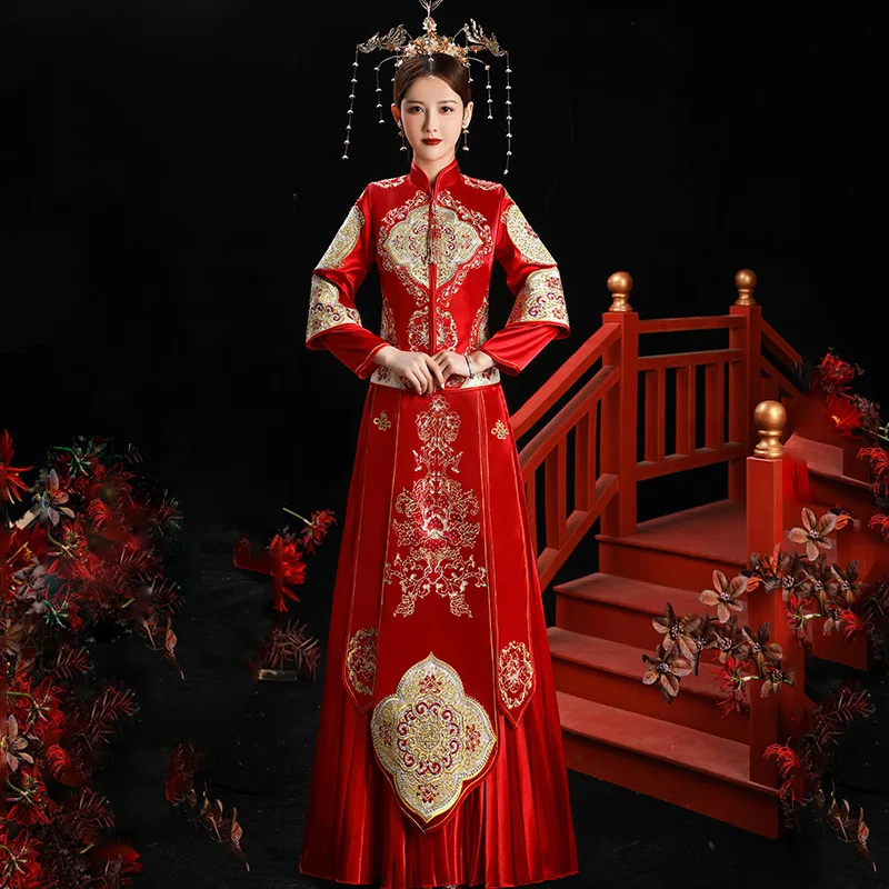 Традиционное китайское свадебное платье Qipao национальный костюм женское за