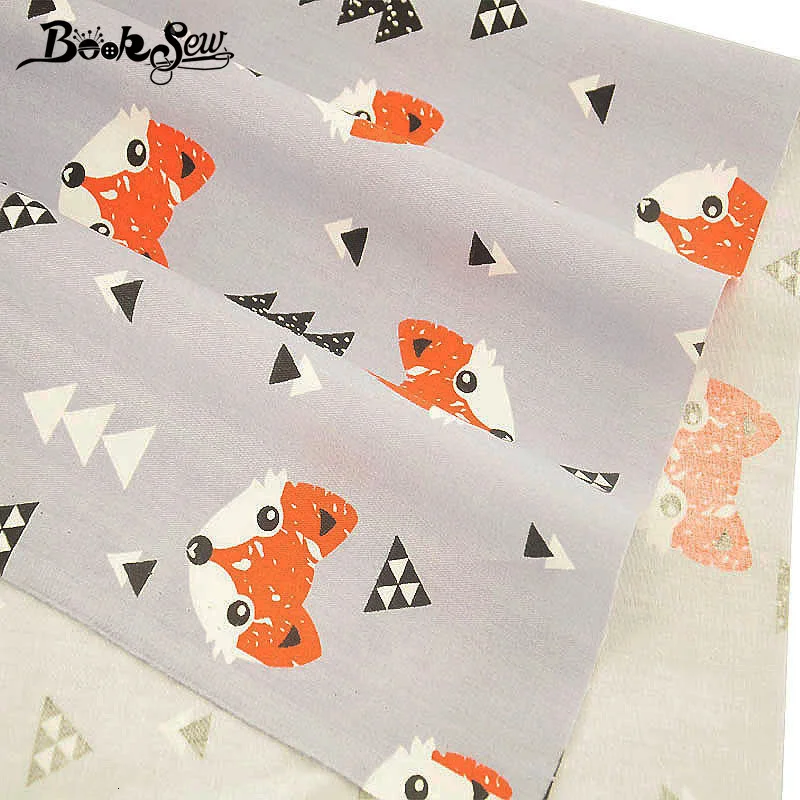 Booksew хлопчатобумажная стеганая ткань для детей DIY лоскутное шитье лисы узор ткань серый Tecido материал тканевый измеритель ткани платье
