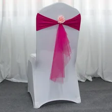 Эластичные повязки чехол для стула стульные украшения спины пряжа лента роза свадебное украшение для отеля стула