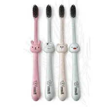 Случайный цвет, бамбуковый уголь, уход за полостью рта, Эргономичная Детская зубная щетка, разлагаемая, с рисунком, для путешествий, нескользящая ручка