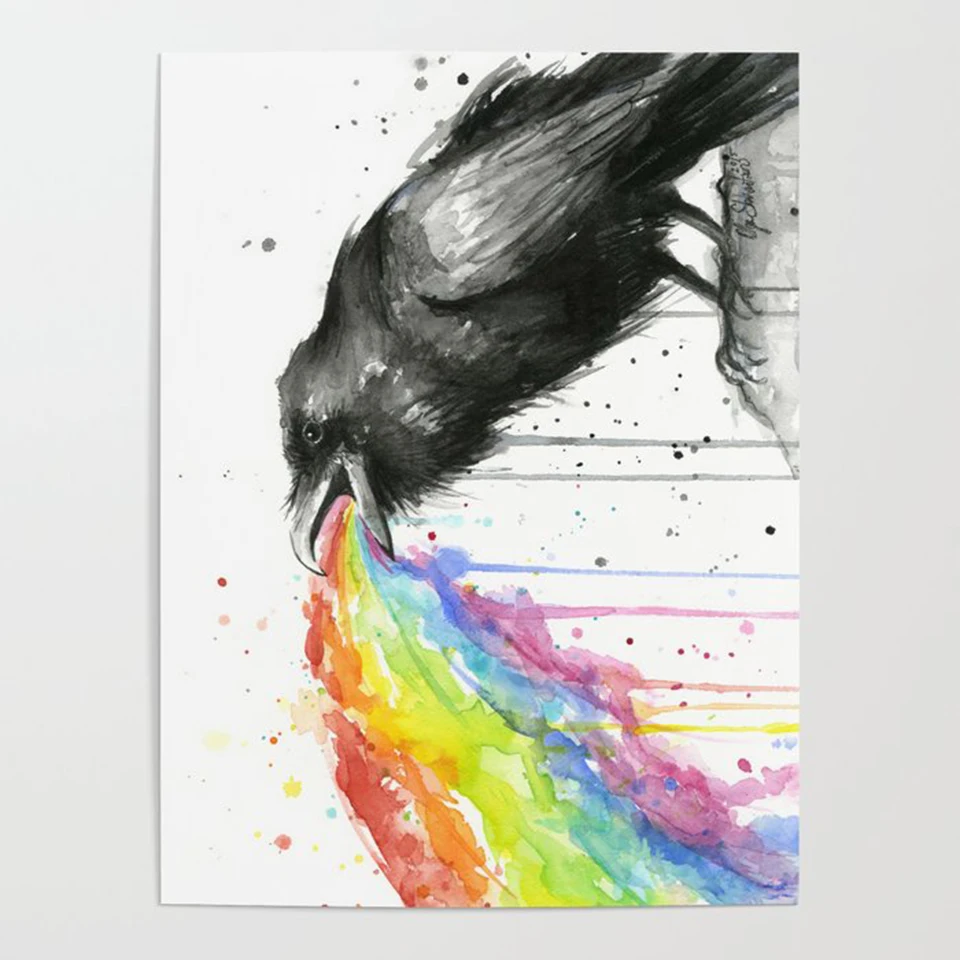 

Nordic Style Cartoon Rainbow Bird Beautiful Home Decor Hd Picture Print Canvas Painting Wall Artwork Modular Poster For Kid Room