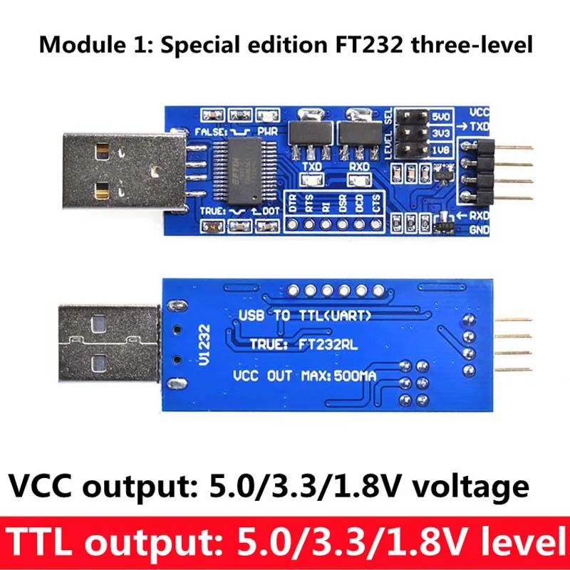 USB to TTL 1.8V/3.3V/5V USB to serial port UART module FT232 upgrade flashing machine usb serial module