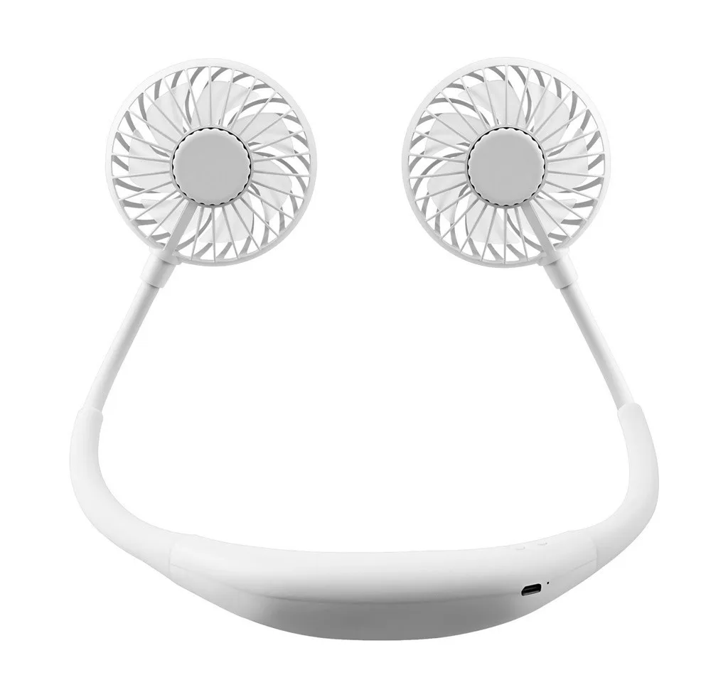38# Summer Refreshing Cool Neck Fans Portable Usb Rechargeable Neckband Lazy Neck Fans Hanging Style Dual Cooling Mini Fan