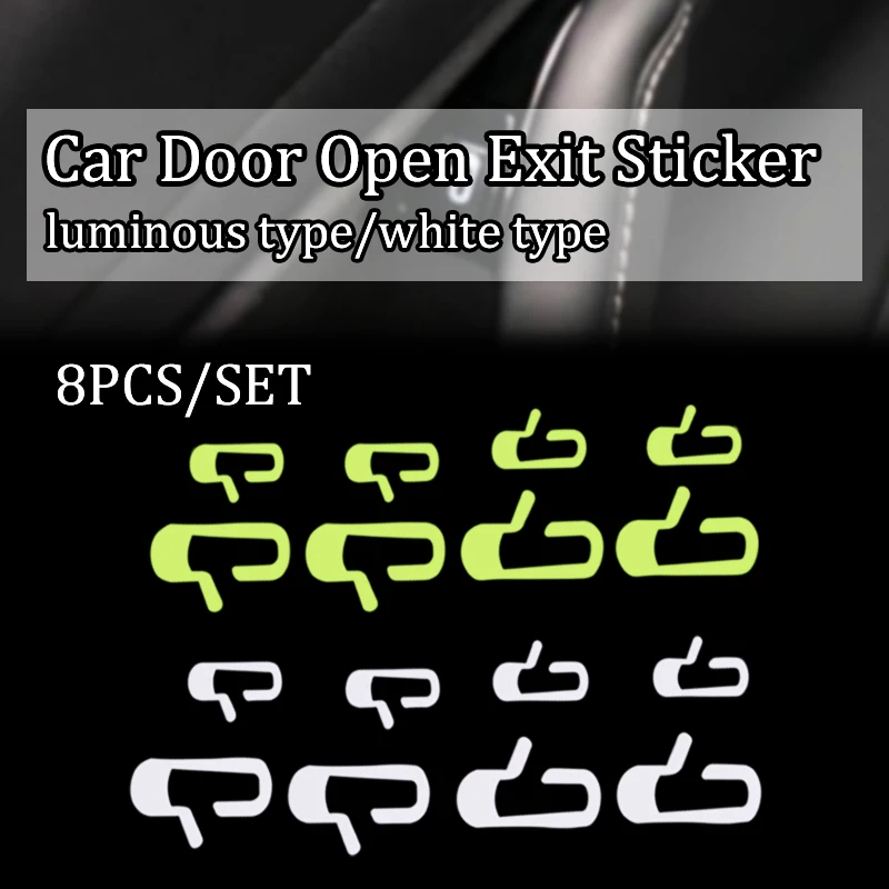 

8pcs/set Car Door Open Exit Sticker Decal for Tesla Model 3 Interior Decoration Door Open Button Reminder Switch Handle Sticker