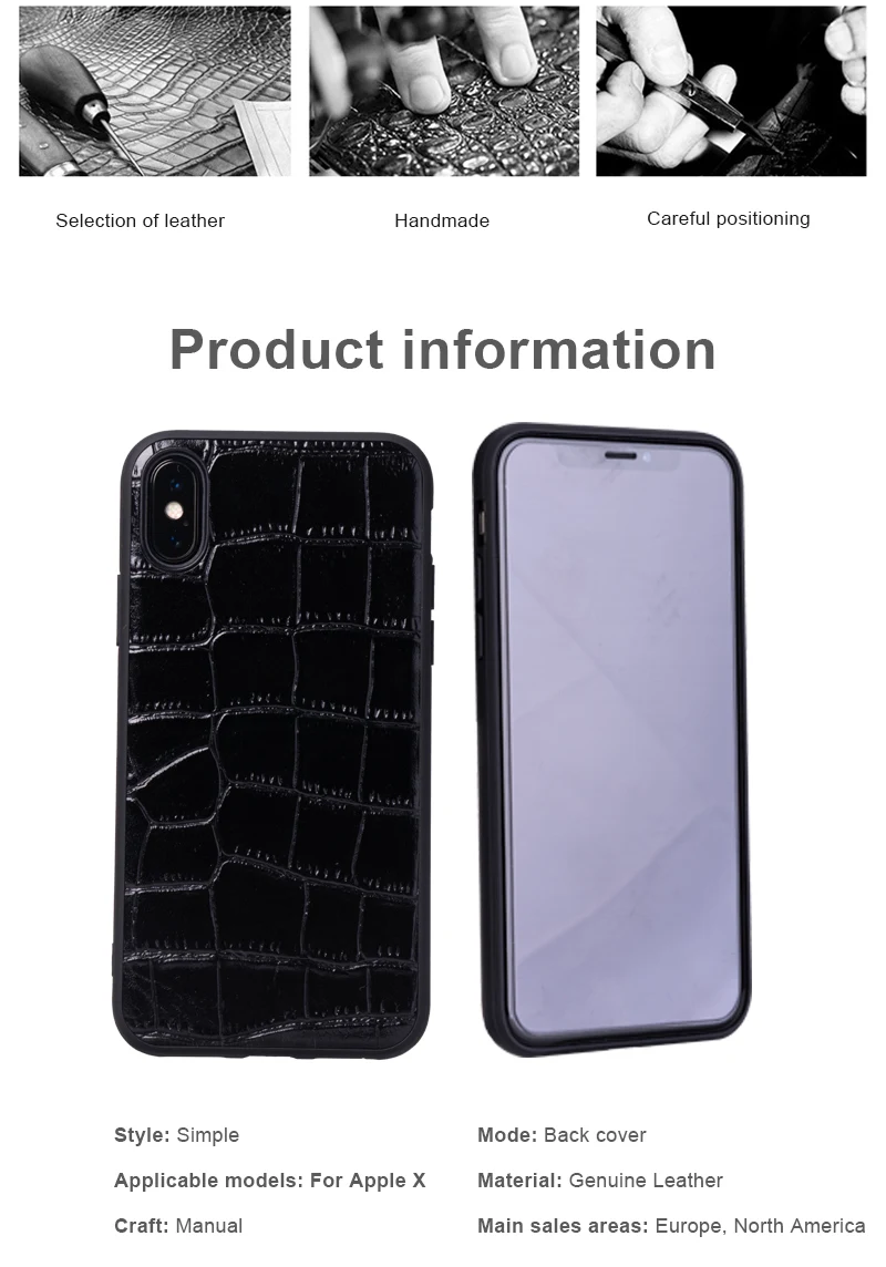 Cowhide Crocodile Belly Grain Phone Case For IPhone X XS Max XR For Apple 5 5S SE 6 6S 7 8 Plus Protect Phone Fitted Case