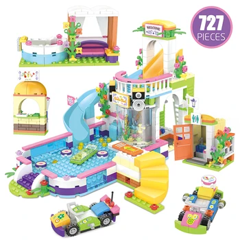 

727pcs Heartlake City Swimming Pool Building Blocks Compatible Lepininglys Girls Friends Bricks Figures Kids Toys for Children