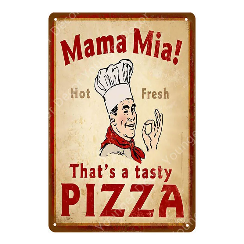 Итальянский Нью-йоркский стиль пицца плакат ретро свежий попкорн настенные украшения металлические знаки кухонное украшение для дома винтажные таблички YI-147 - Цвет: YD2037EI