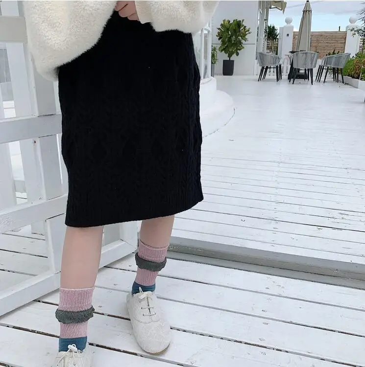 Вязаная юбка в Корейском стиле для девочек, высококачественные юбки для маленьких девочек на осень и зиму, 2-7 лет
