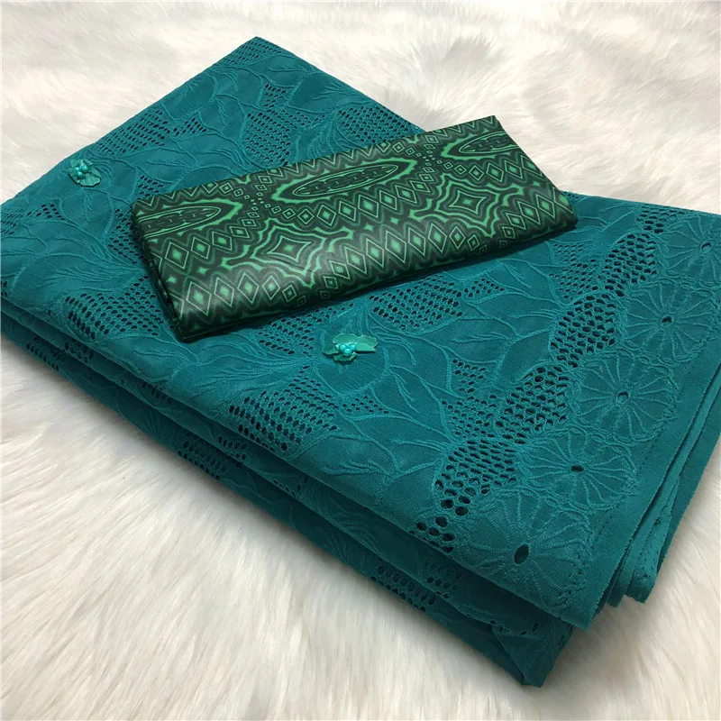 

New design Swiss voile lace fabric matching Handmade bazin with 3D flower 2.5yards+2.5yards bazin
