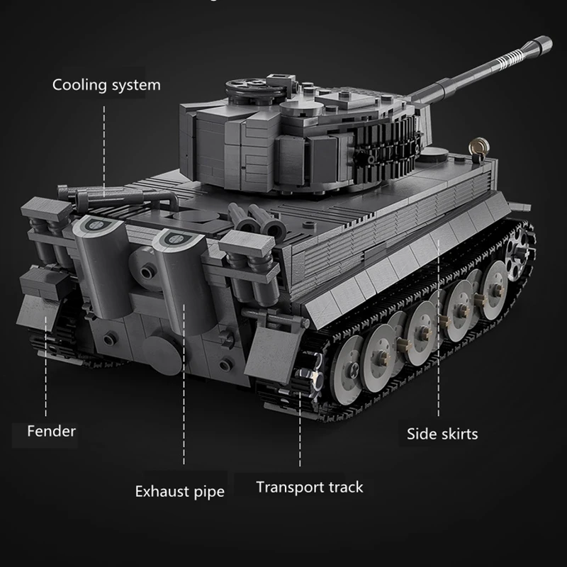 Tanque teledirigido de Montaje de bloques de rompecabezas, torreta de rotación de 360 grados, elevador de barril, Motor Dual, Control remoto integral, modelo de tanque Tiger, 1:35