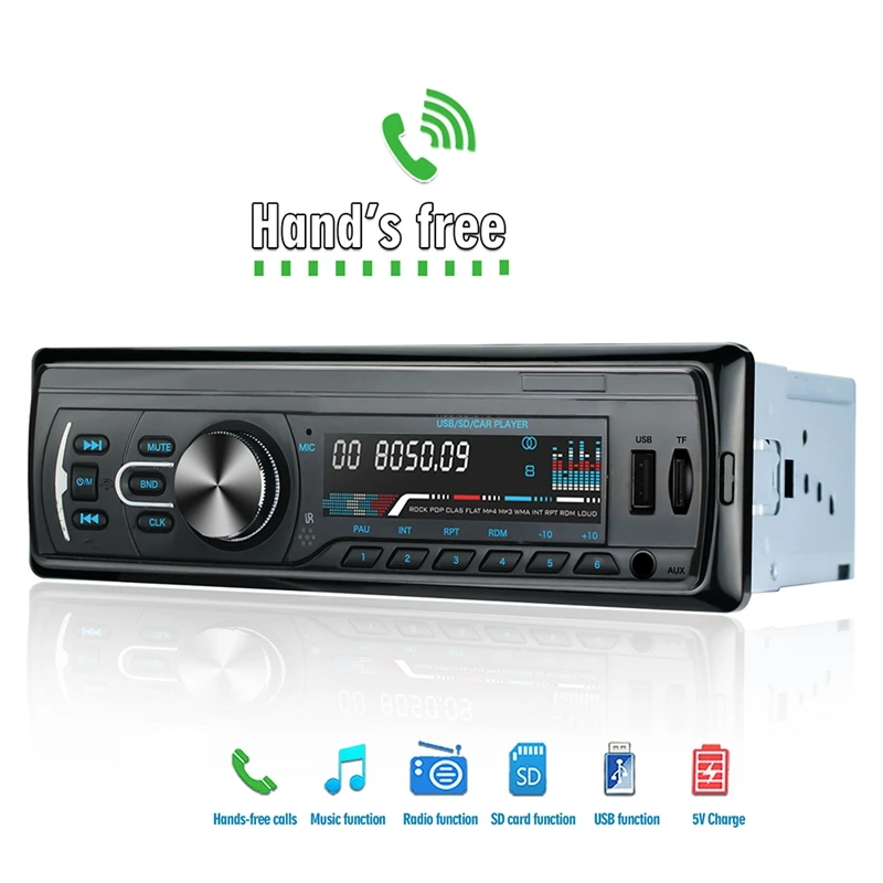 Автомобильный MP3 автомобильный радиоприемник проигрыватель 1 DIN USB Быстрая зарядка Bluetooth Handsfree цифровой медиаплеер 4X25 Вт fm-радио поддерживает IOS и Android