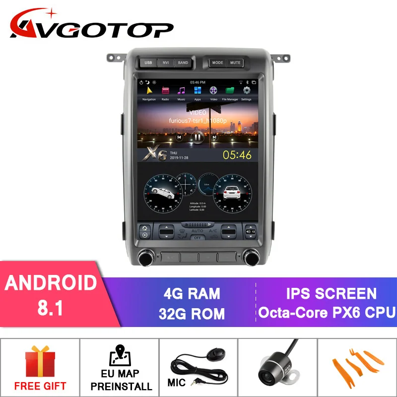 AVGOTOP Android 8,1 Tesla automotivo Центральный multimidia для FORD F150 2009- 6 ядер+ 4G+ 32G ips экран
