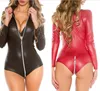 Sexy Open Crotch Leather Bodysuit for Sex Zipper Body Suits Women Pvc Dress Sexi Breast Exposing Crotchless Latex Lingerie sissy ► Photo 1/6