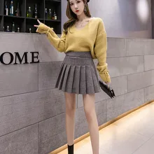 SAGACE, женские тонкие эластичные шерстяные юбки с высокой талией, Весенняя Студенческая плиссированная юбка, Женская Милая танцевальная юбка для девочек, одноцветная