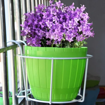 

Balcony Hanging Plant Racks Balcony Round Flower Pot Rack Railing Fence Outdoor Window Iron Bonsai Stand Decoration
