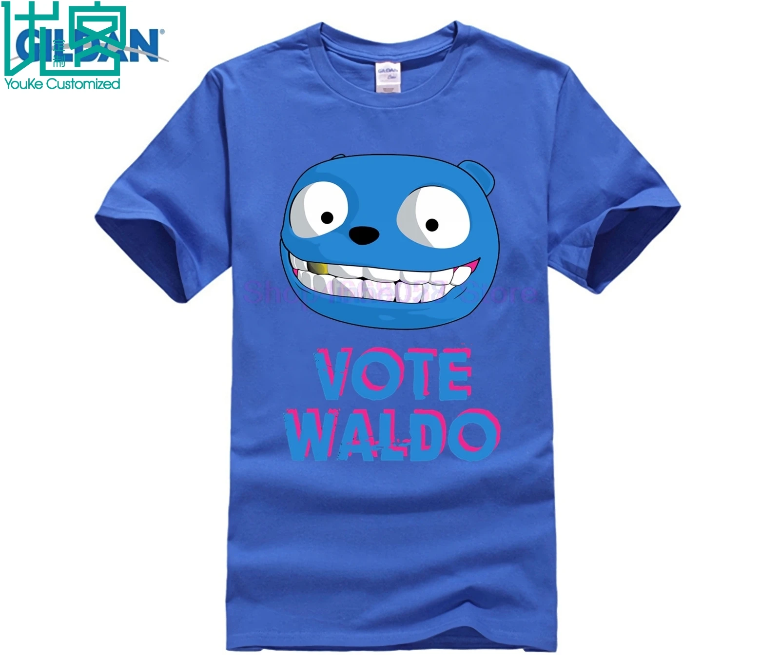 Черная зеркальная футболка с надписью «Vote Waldo»