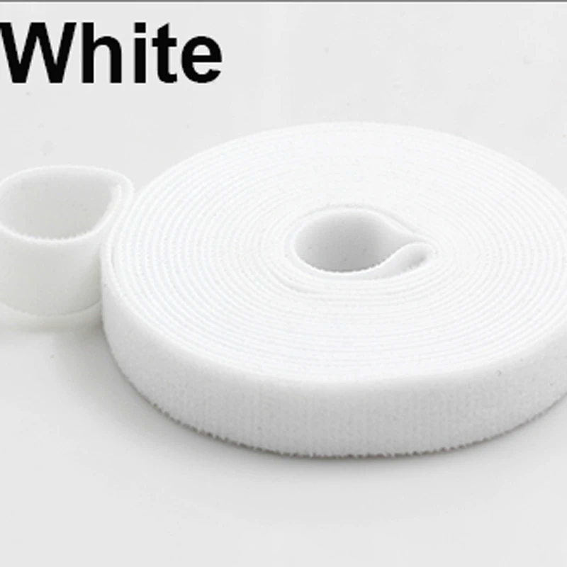 White 3m Органайзер для кабеля красочные нейлоновые липучки провода моталки ленты хранение наушников мышь шнур зарядный кабельный провод протектор ширина 1 см - Цвет: White 3m