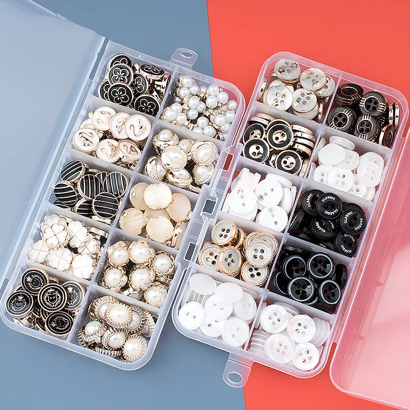 

100pcs Sewing Button Suit Blouse Knitwear Round Gold Black Pearl Decoration Shirt Button Set Accessories