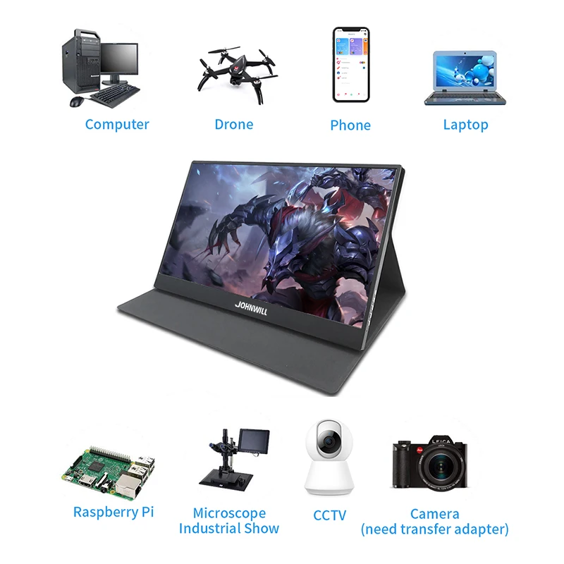  JOHNWILL Portable touch screen gaming monitor 15.6
