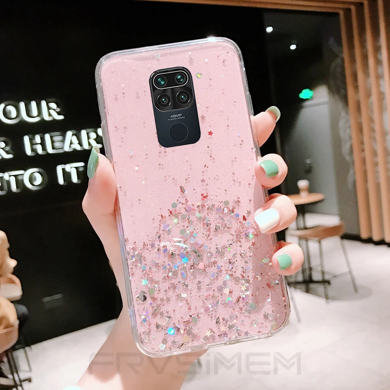 Redmi 9 9A 9C NFC Note 9S 9 Pro Max Silver Foil Bling Glitter Star Clear Case Cover For POCO X3 Redmi 8 8A Note 8T 8 Pro Note9
