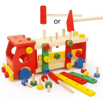 

Baby wooden toy tools kids tool car Disassemble Table games Learning Educational