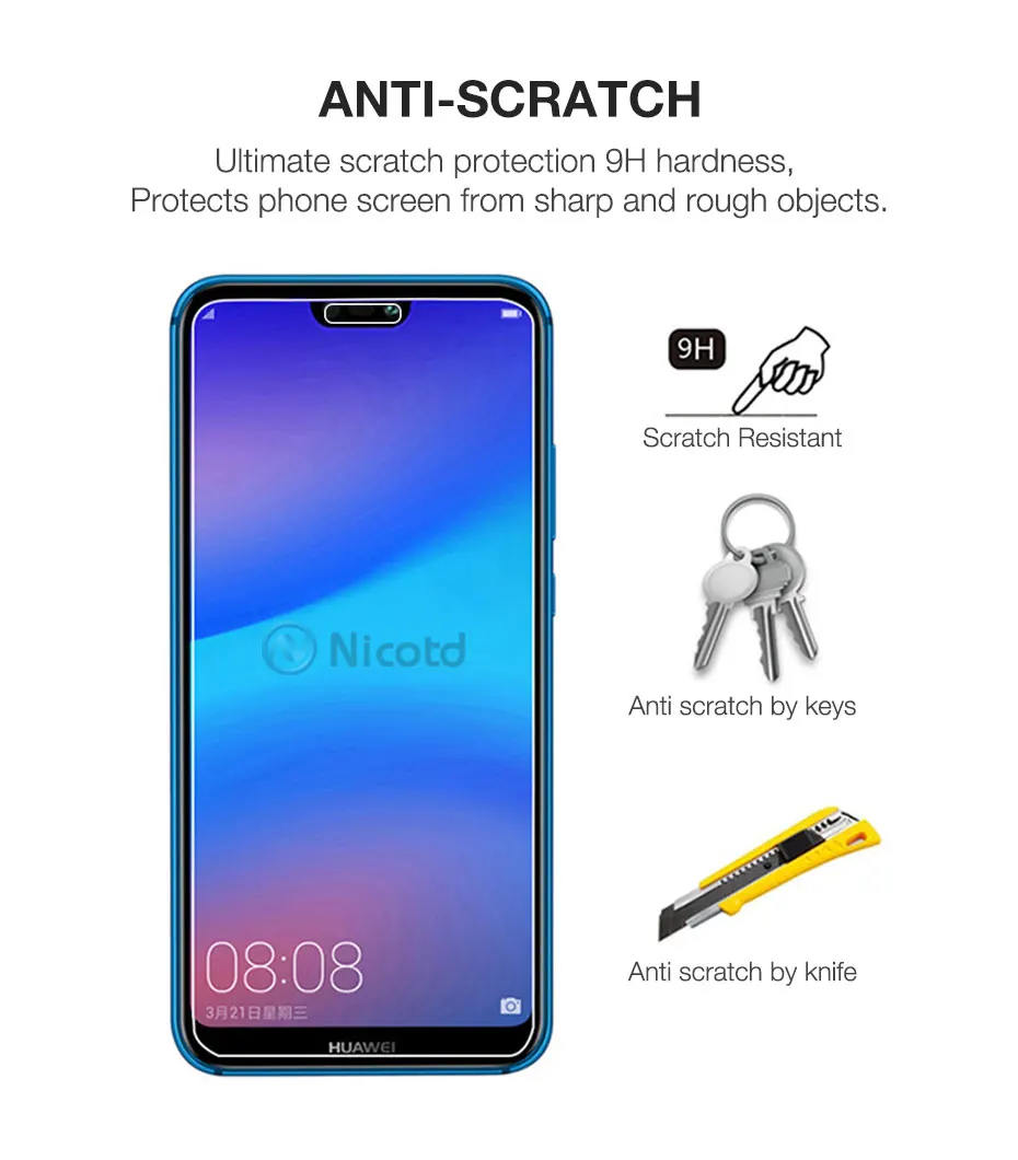 Закаленное стекло 3 шт. для Huawei P30 P20 lite Y6 P Smart 2019 Mate 20 защита экрана на honor 8X 10 9 10i
