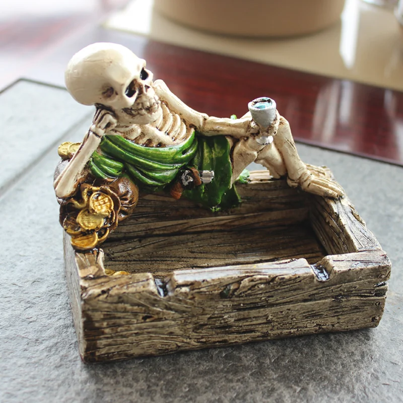 NEWYEARNEW Retro Ashtrays Creative Luck Skull Cigarettes Ash Trays Car Decoration Home Business Boyfriend Gift | Дом и сад