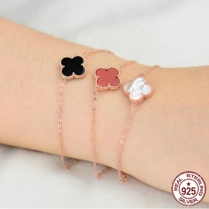 

S925 sterling silver bracelet fashion style four-leaf clover mini style to send a lover's birthday gift 2019 new hot