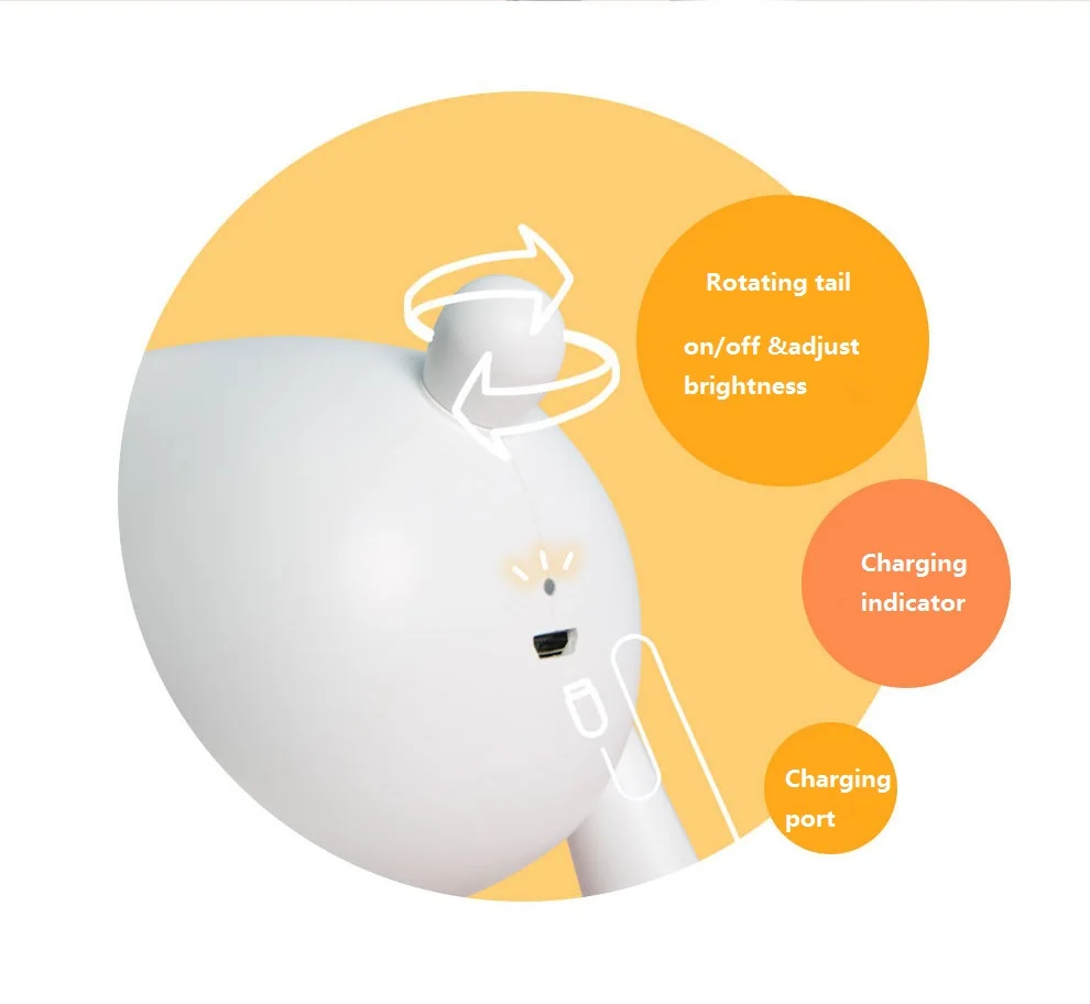 HoneyFly usb зарядка милый ночник олень ABS ночной Светильник для создания уютной атмосферы свет с умным переключением мультфильм игрушка ночник