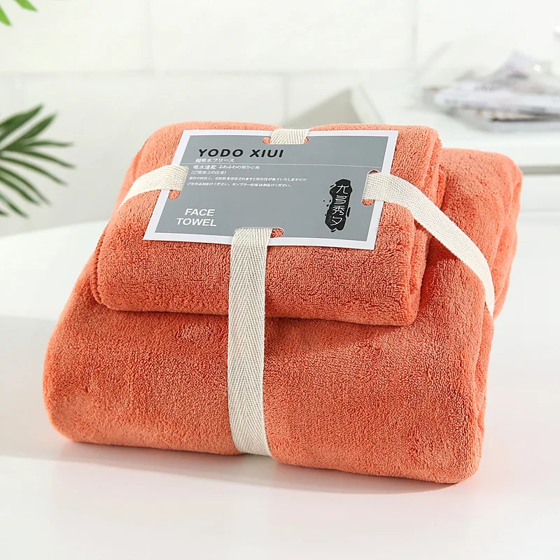 Утолщенное полотенце из микрофибры кораллового бархата для сухих волос для женщин, мягкое супер абсорбирующее полотенце для занятий йогой и взрослых, быстросохнущее полотенце для лица - Цвет: Orange
