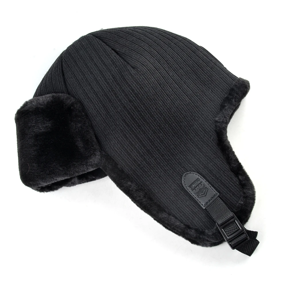 Solid Color Bomber Hat Men Winter Hats 