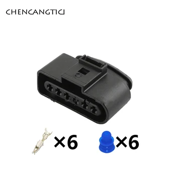 

1 set 6 pin way 3.5mm female waterproof cable electrical pump connector ignition coil wire harness plug 1J0973726 for VW Audi