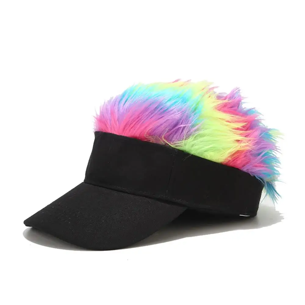 

New Sun Visor Cap Baseball Cap Novelty Custom Wig Peaked Cap For Holiday Party Shows Multicolour Spiked Hair Head Scarf Wrap Cap