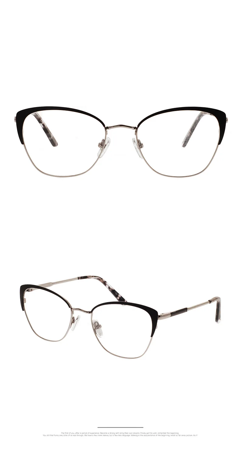 Модные очки с оправой для глаз кошачий глаз, женские очки с металлической оправой по рецепту, очки для близорукости, брендовые дизайнерские очки