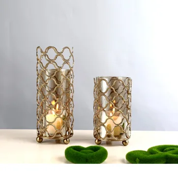 

Chinese Creative Candlestick Glass Romantic Candlestick Simple Restaurant Suporte De Vela Metal Candle Cups for Crafts MM60ZT