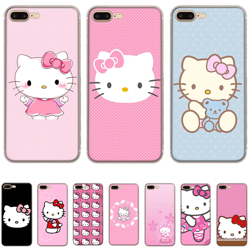 

Mobile Phone Case For iPhone Apple XR X XS Max 6 6s 7 8 P Lus 5 5S SE Shell Lovely Pink Hello Kitty Protection Fashion
