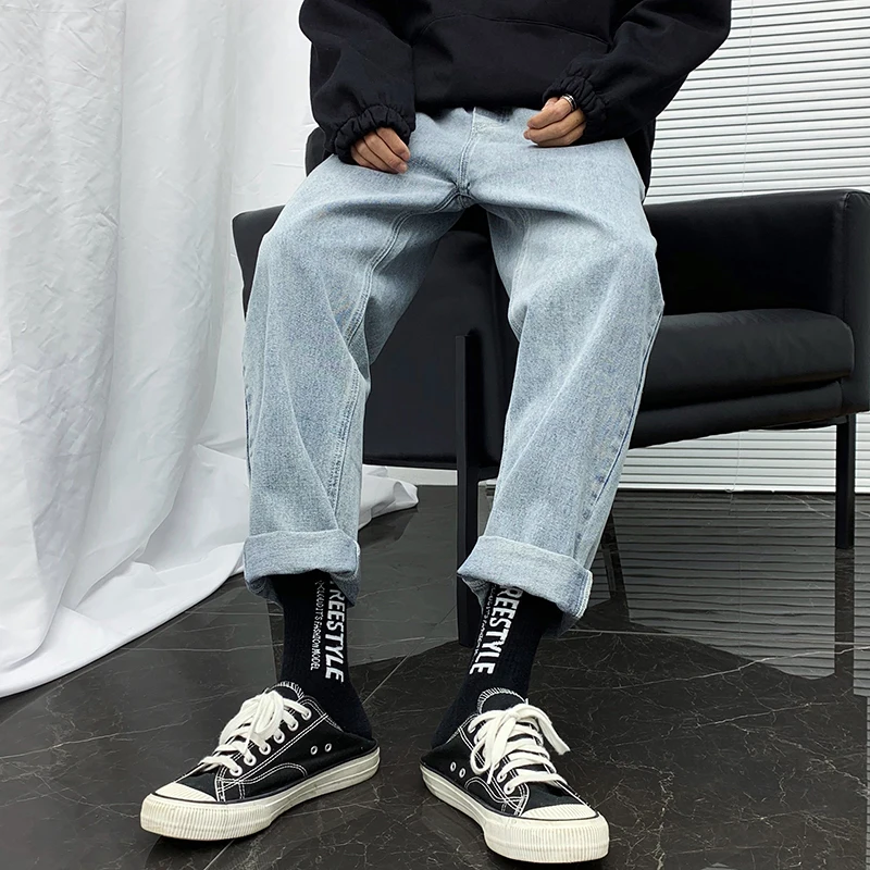 Jeans Men Loose Straight Leg Pants 