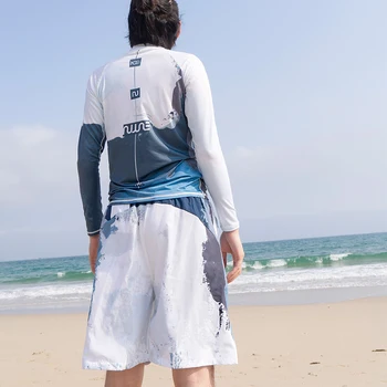 Nu-June Surfing Rash Guard Men Swimwear Long Sleeve Swimsuit Mens Rashguard Two-Pieces Surf Shirt For Swimming UPF50 Protect 1