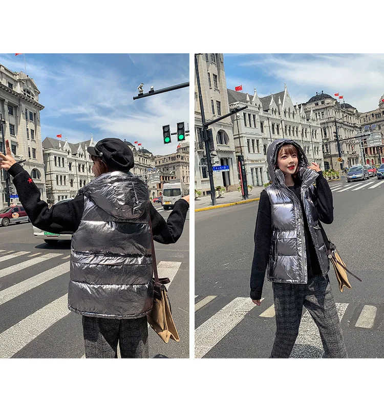 Photo Shoot New Style Waistcoat Thin down Jacket Cotton-padded Clothes Women's Korean-style Short Loose Sleeveless Vest Coa