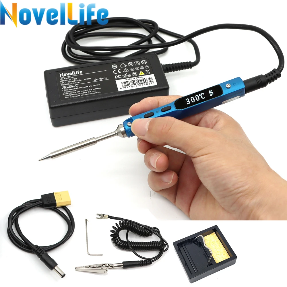 65W TS100 Mini Electric Soldering Iron Station 24V Power Supply Kit  Adjustable Temperature Digital OLED Display with Solder Tip AliExpress