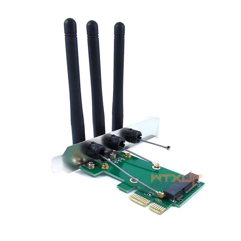 wifi and bluetooth card for pc Wireless Wifi network card Mini PCIE full / half size to PCI-E 1X 4X desktop adapter 2 antennas computer ethernet to phone port adapter