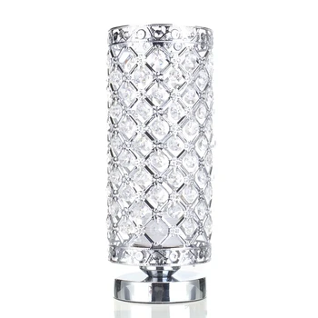 

Silver Modern Crystal Desk Table Lamp Light Beside Night Lamp E27 Holder Home Bedroom Decoration Adjustable Indoor Lighting -Us