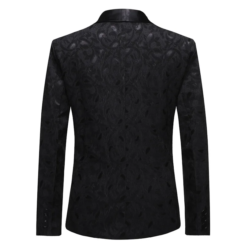 Мужской s Королевский синий жаккард Блейзер пиджак Slim Fit шаль лацкан мужской костюм пиджак вечерние свадебные смокинг-пиджак жениха Мужская сценическая одежда