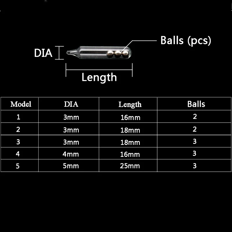 200pcs/lot 3mm 4mm 5mm fishing accessories tube glass Lure Rattles for soft  bait Glass Tube noisy ringing balls Shake