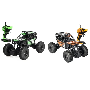 

2x 1:20 Radio Controlled Car Toy for Kids Remote Control Car 2WD Off-Road RC Car Buggy Green & Yellow
